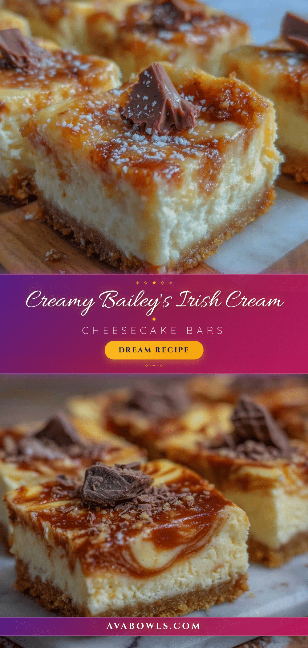 Baileys Irish Cream Cheesecake Bars recipe