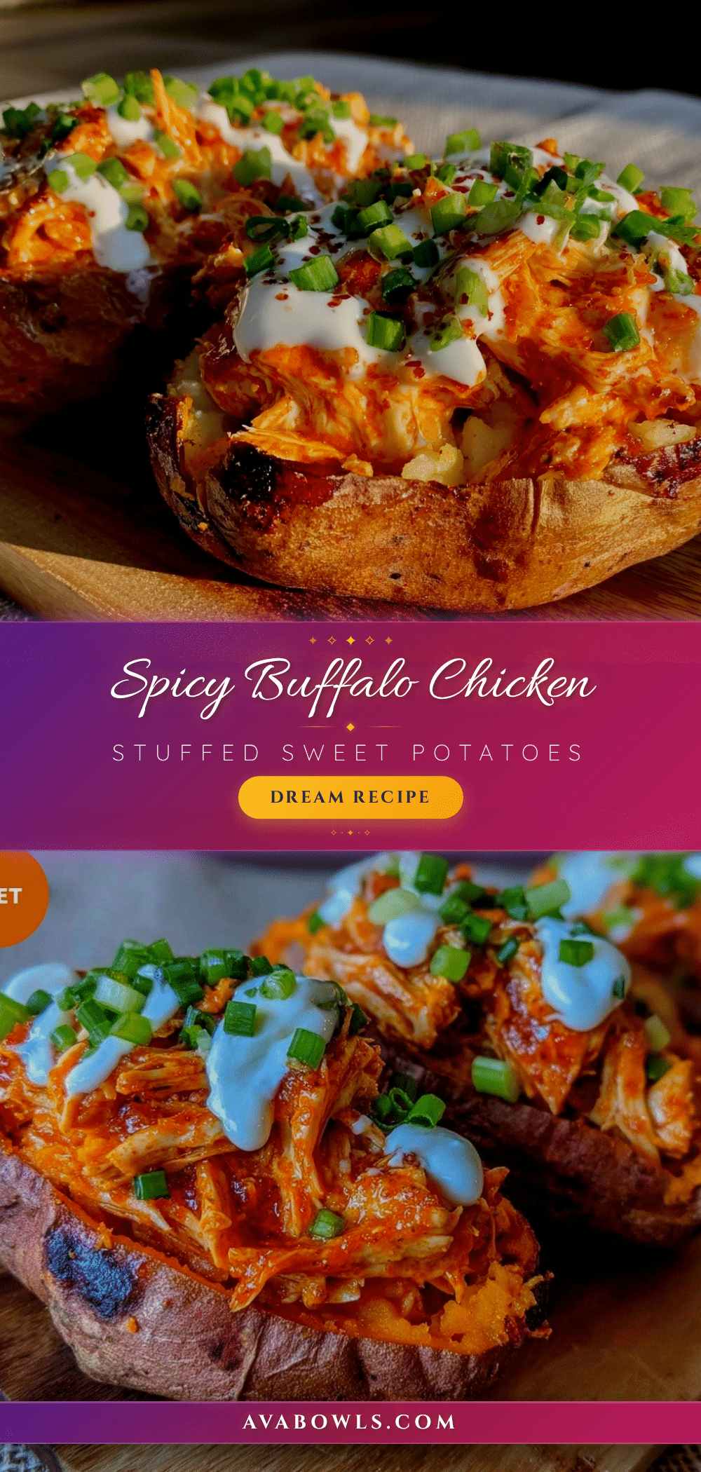 buffalo chicken stuffed sweet potatoes recipe