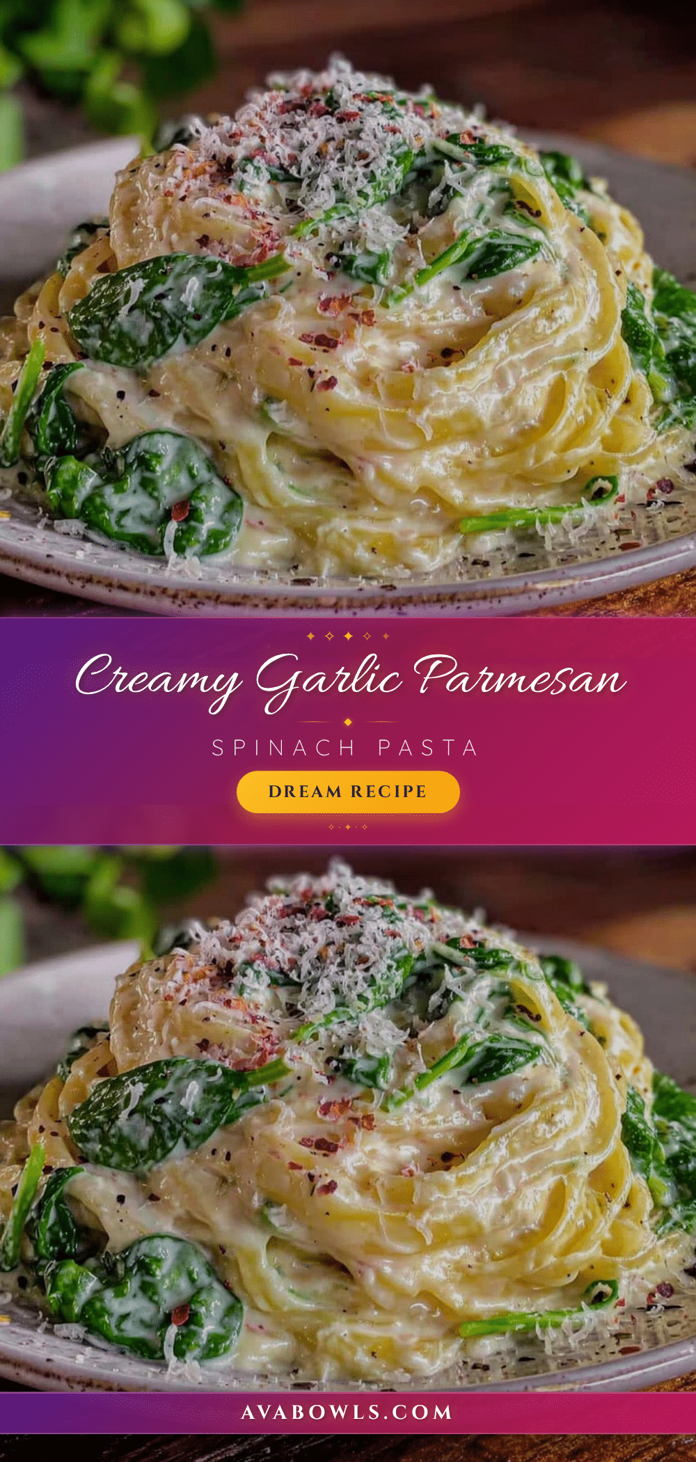 creamy garlic parmesan pasta with spinach recipe