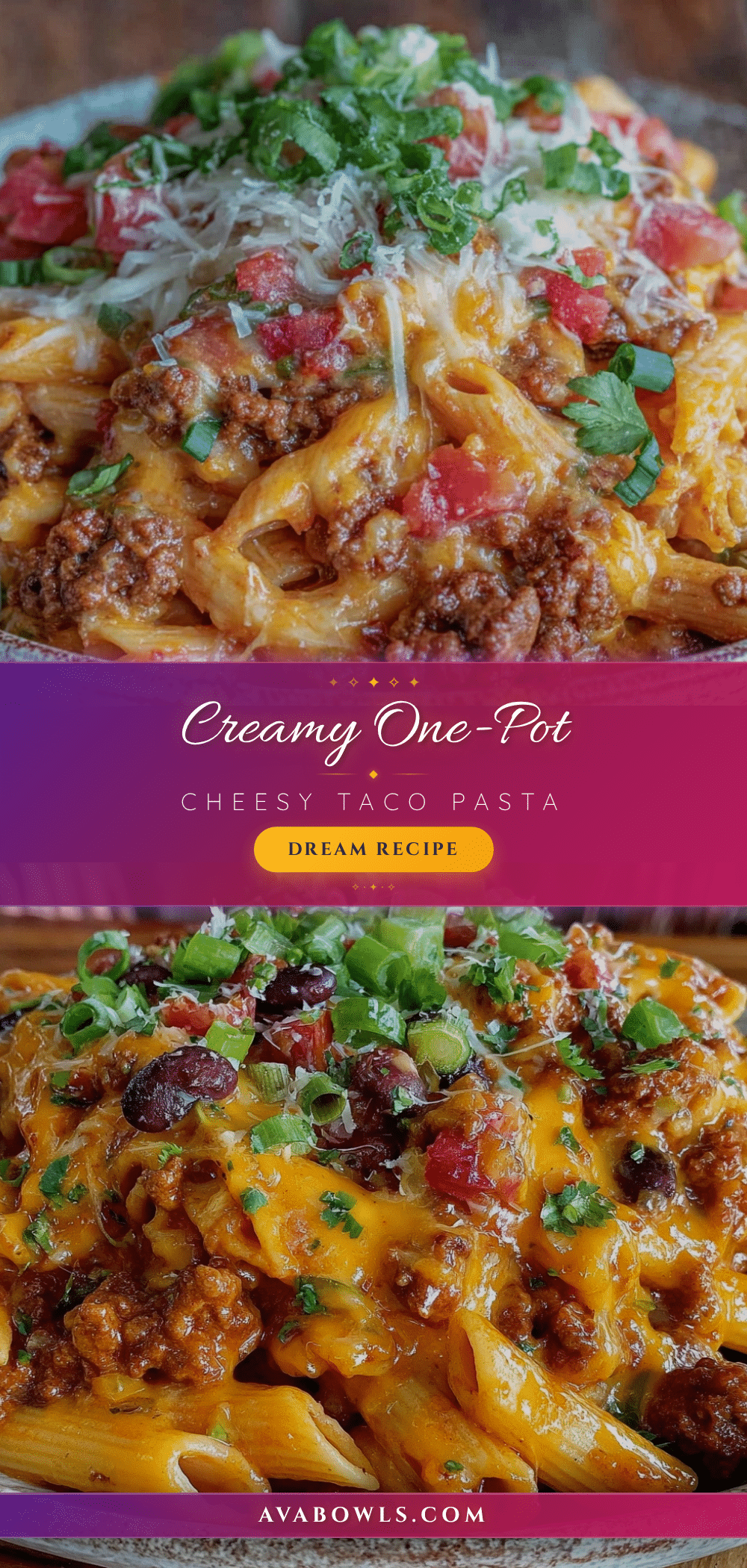 creamy one-pot cheesy taco pasta recipe