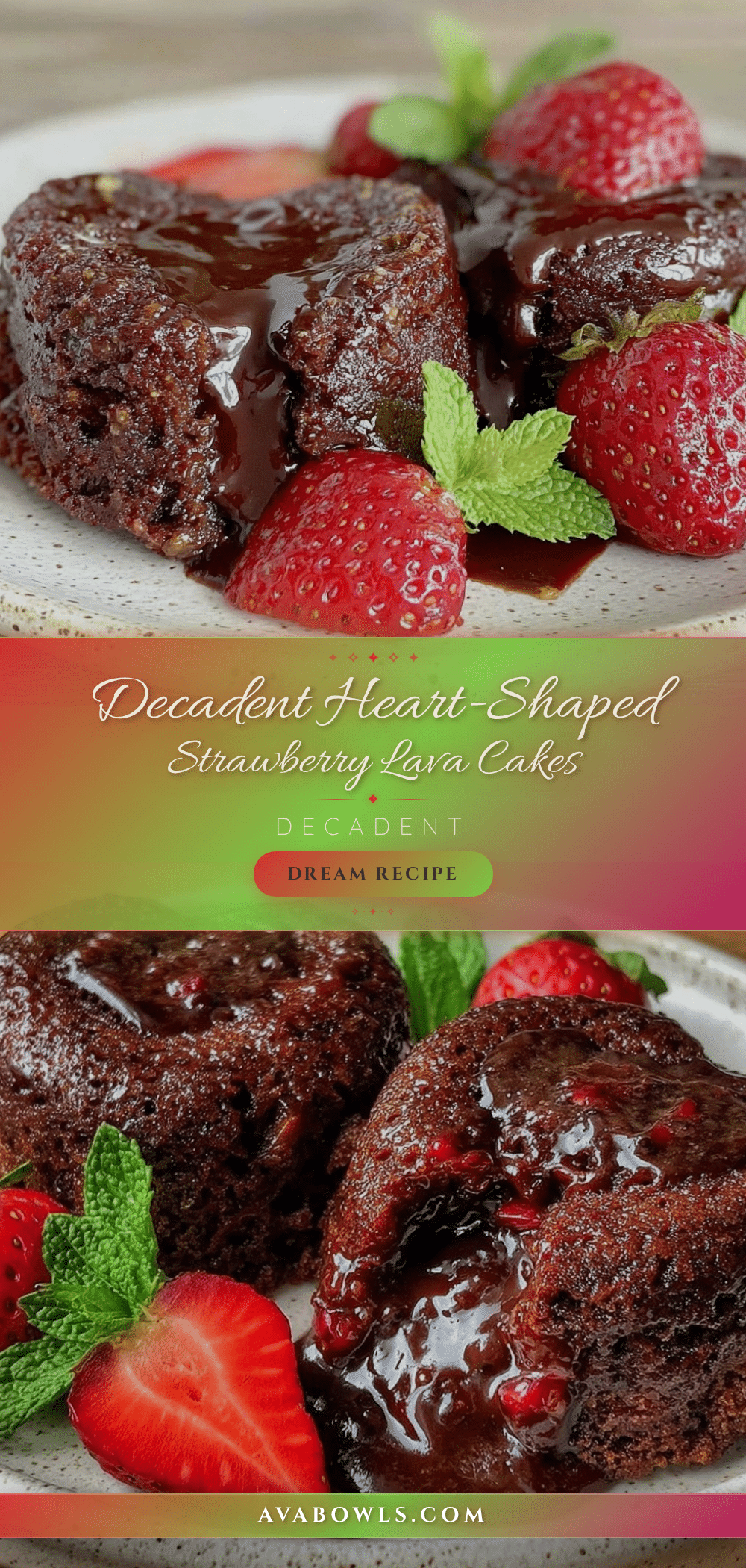 heart-shaped strawberry chocolate lava cakes recipe