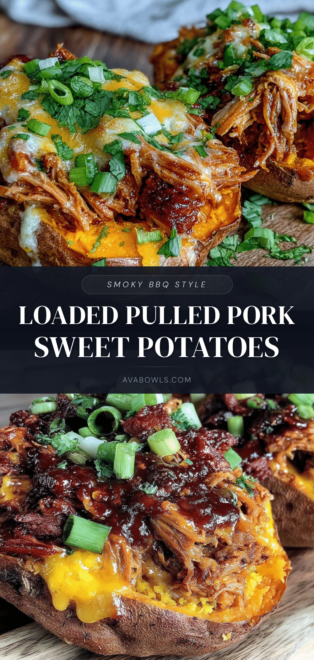 BBQ pulled pork stuffed sweet potatoes recipe