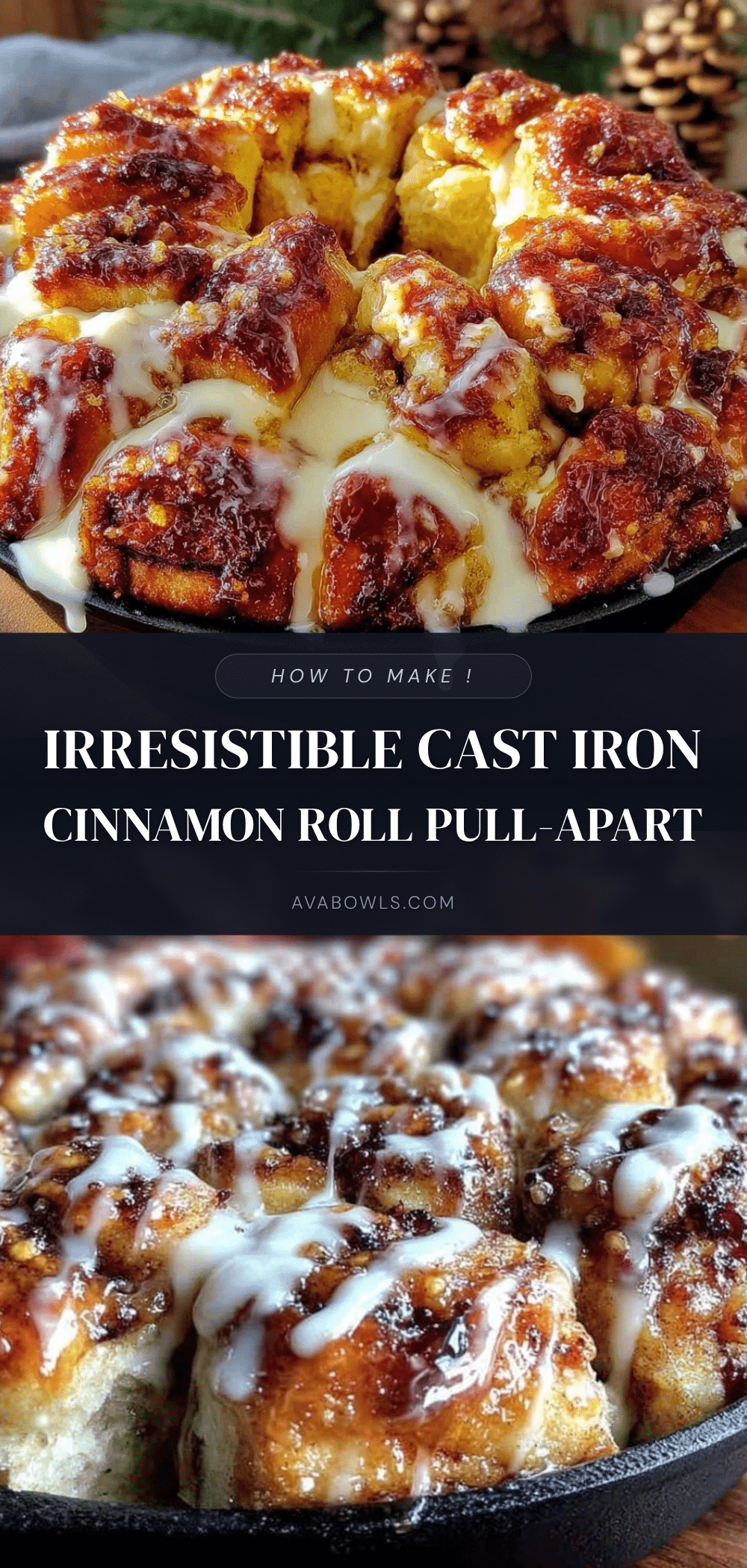 cast iron skillet cinnamon roll pull-apart bread recipe