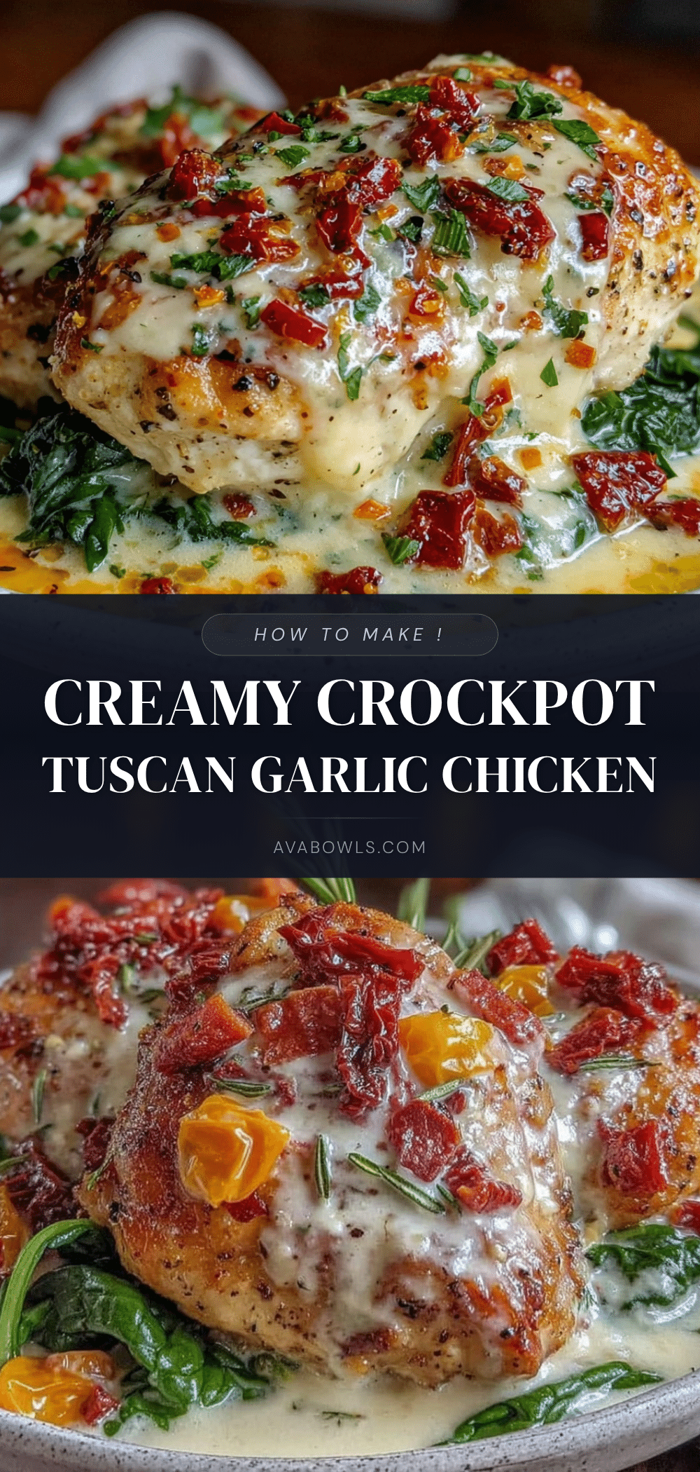 Creamy Crockpot Tuscan Garlic Chicken recipe