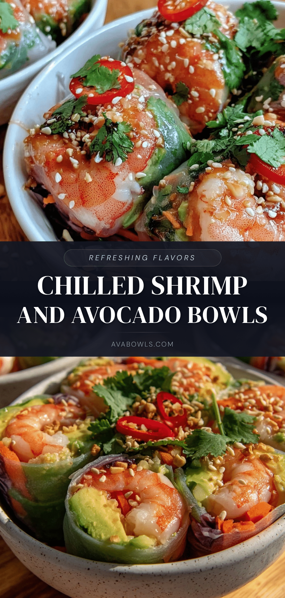 fresh chilled shrimp and avocado summer roll bowls recipe