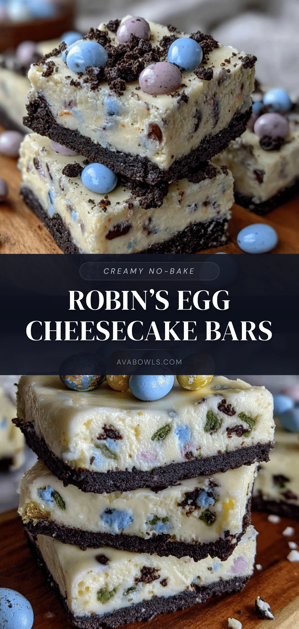 no bake robin egg cheesecake bars recipe