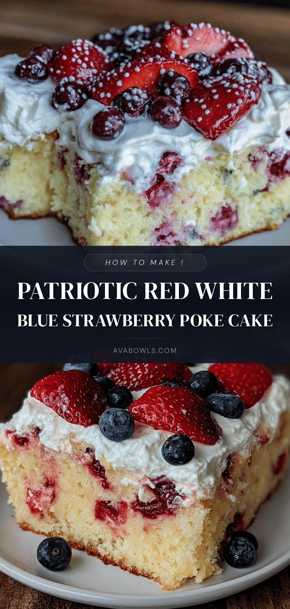 red white and blue strawberry poke cake recipe