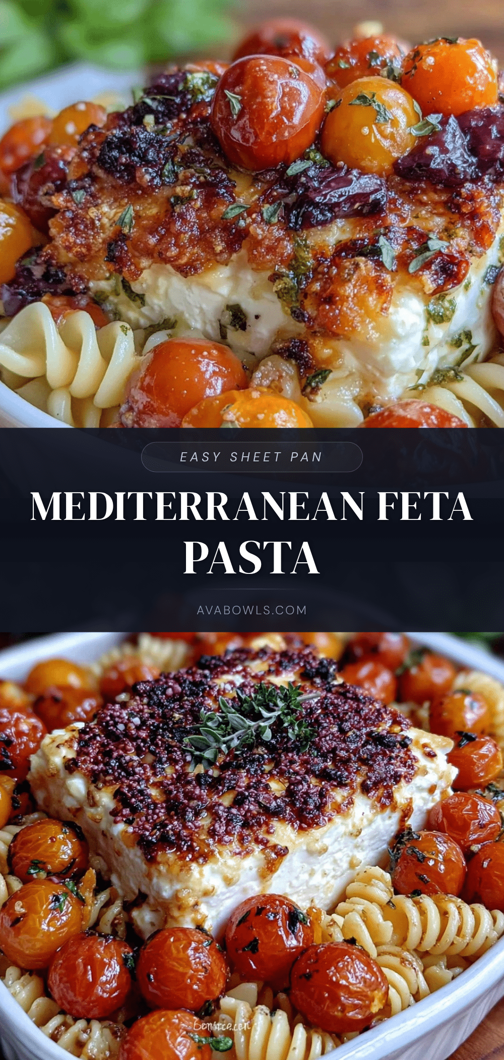 sheet pan Mediterranean baked feta pasta recipe