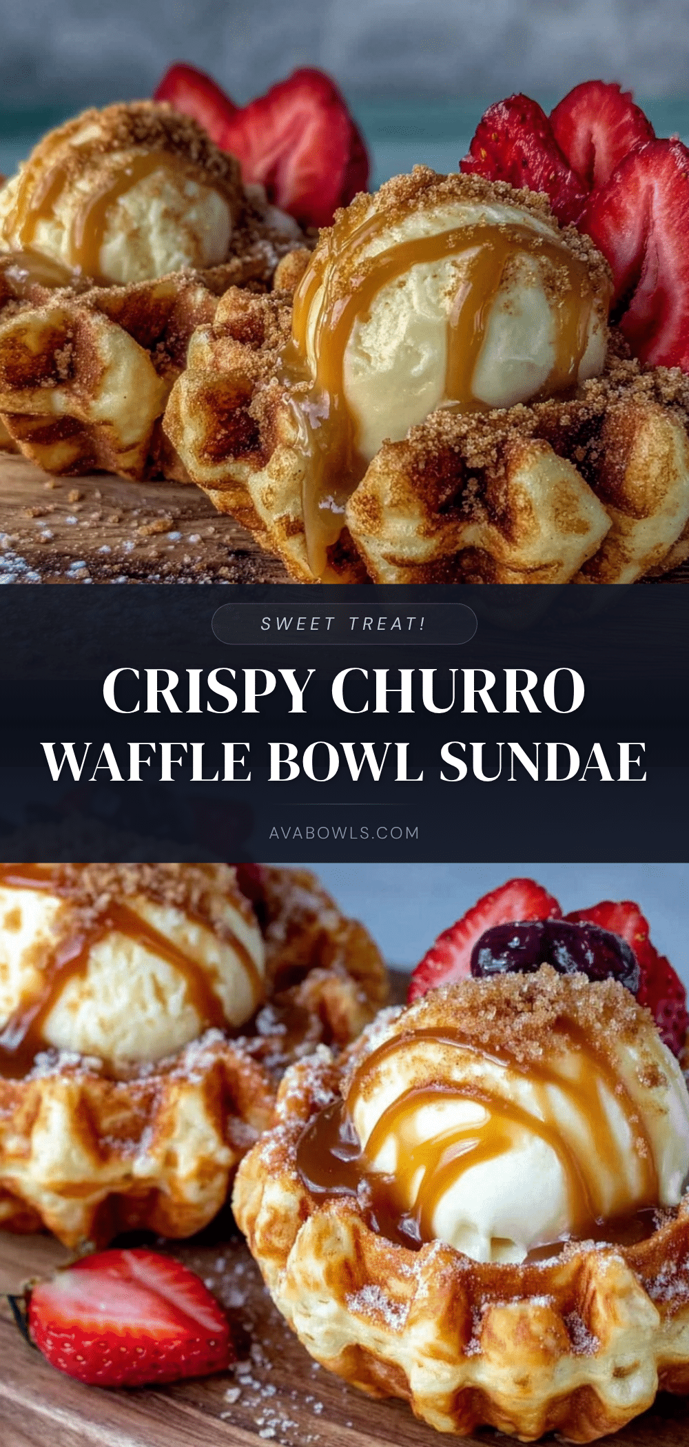 crispy churro waffle bowl sundae recipe