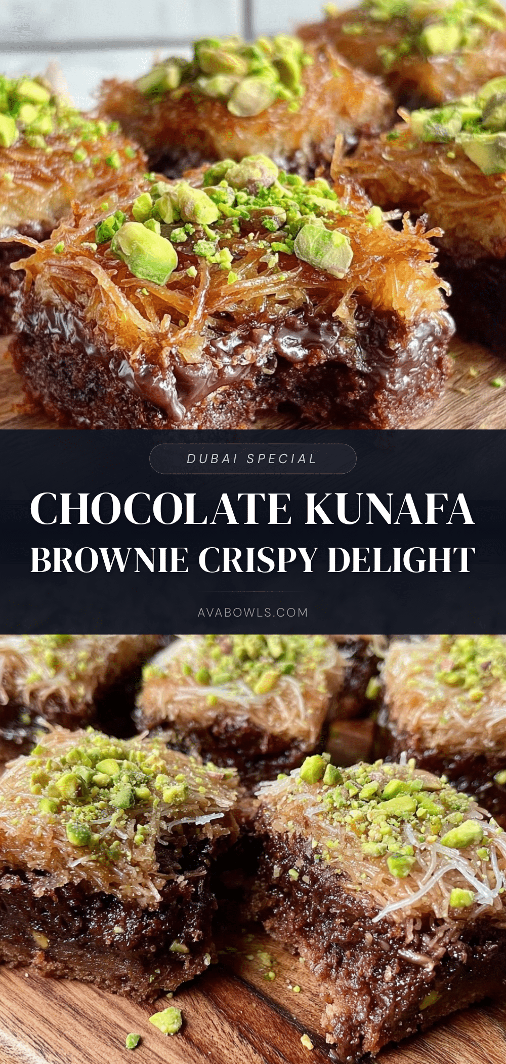 crispy dubai chocolate kunafa brownie recipe