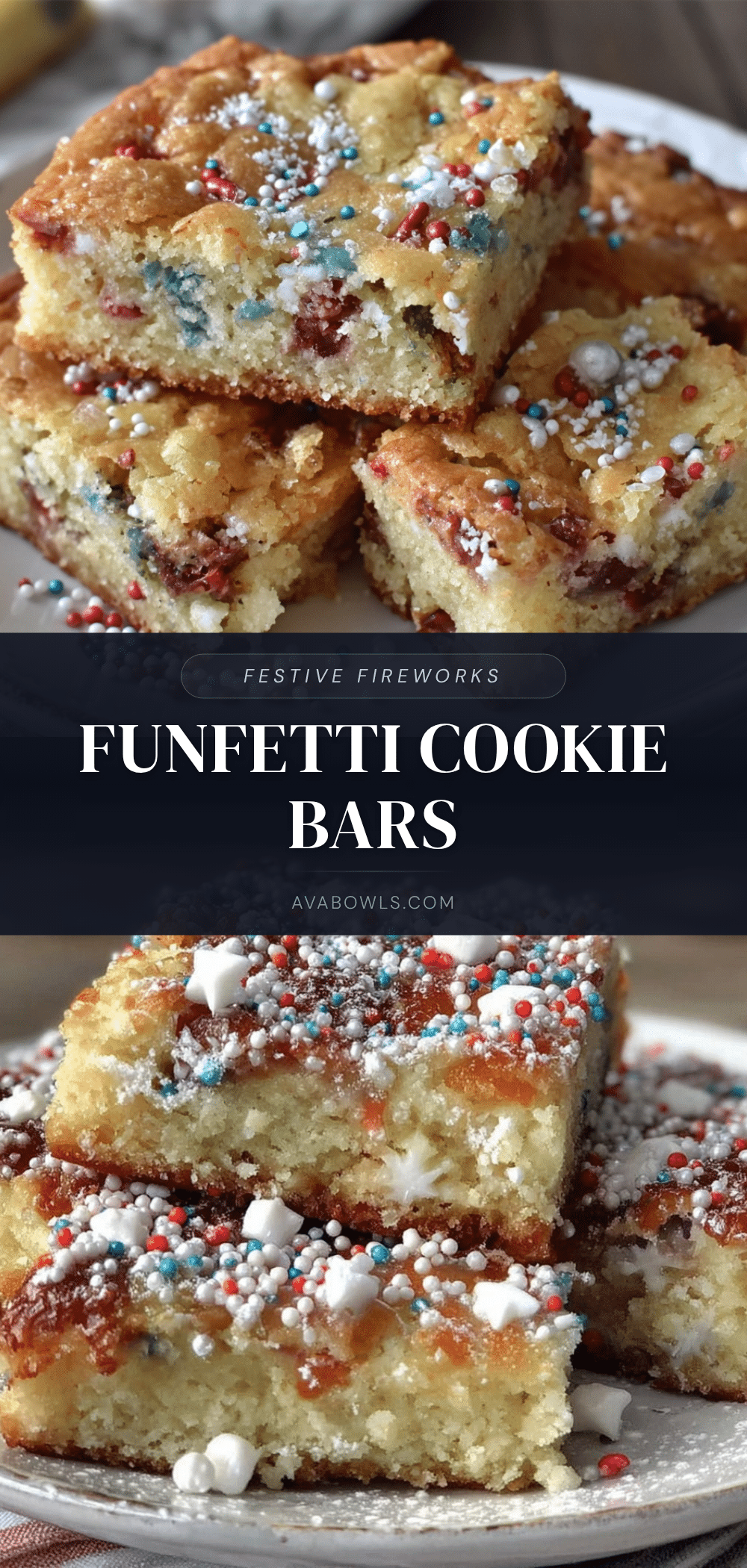 Festive Fireworks Funfetti Cookie Bars recipe