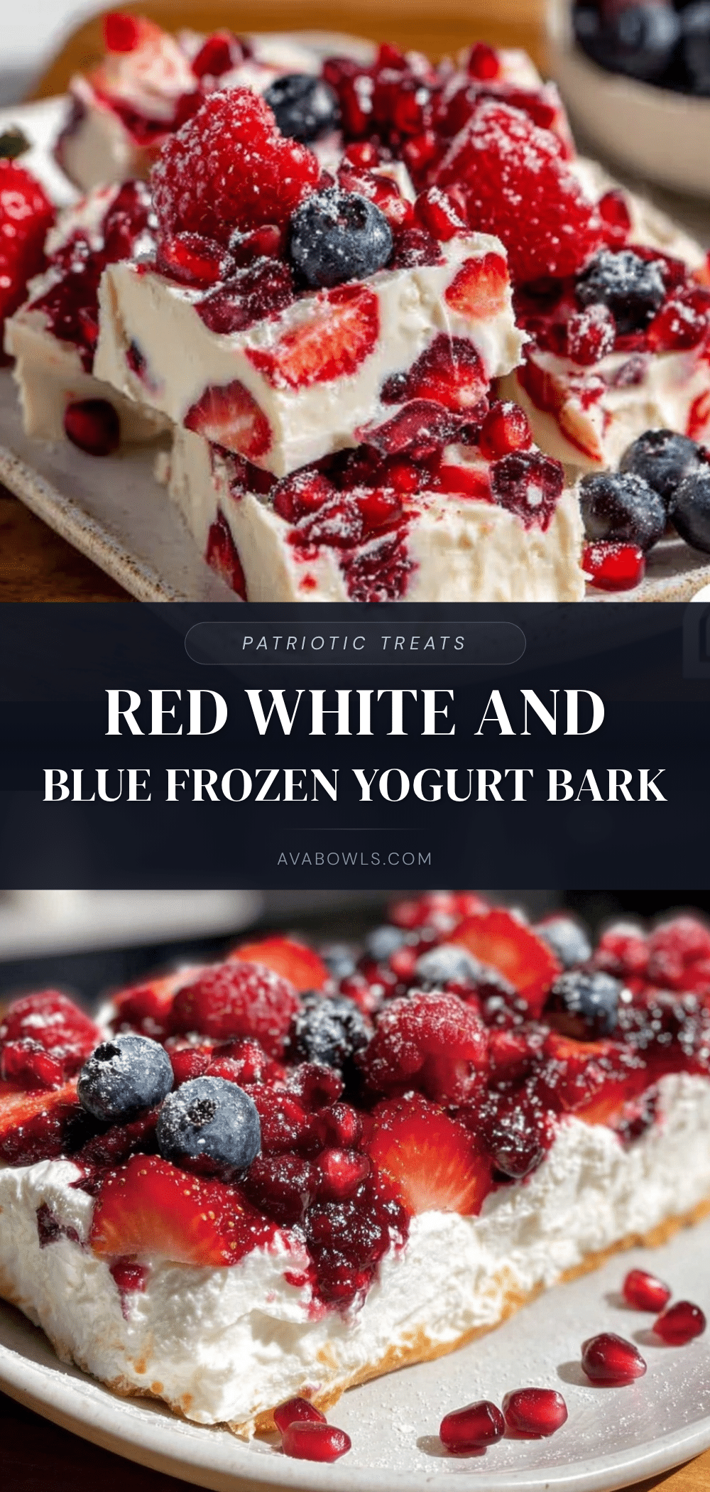 fresh red white and blue frozen yogurt bark recipe