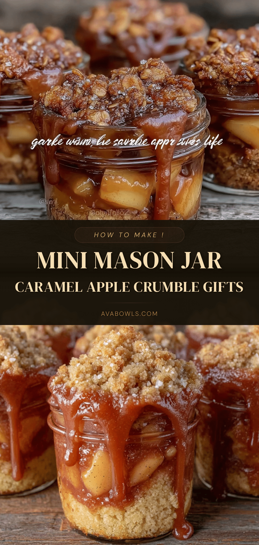 mini mason jar caramel apple cookie crumble recipe