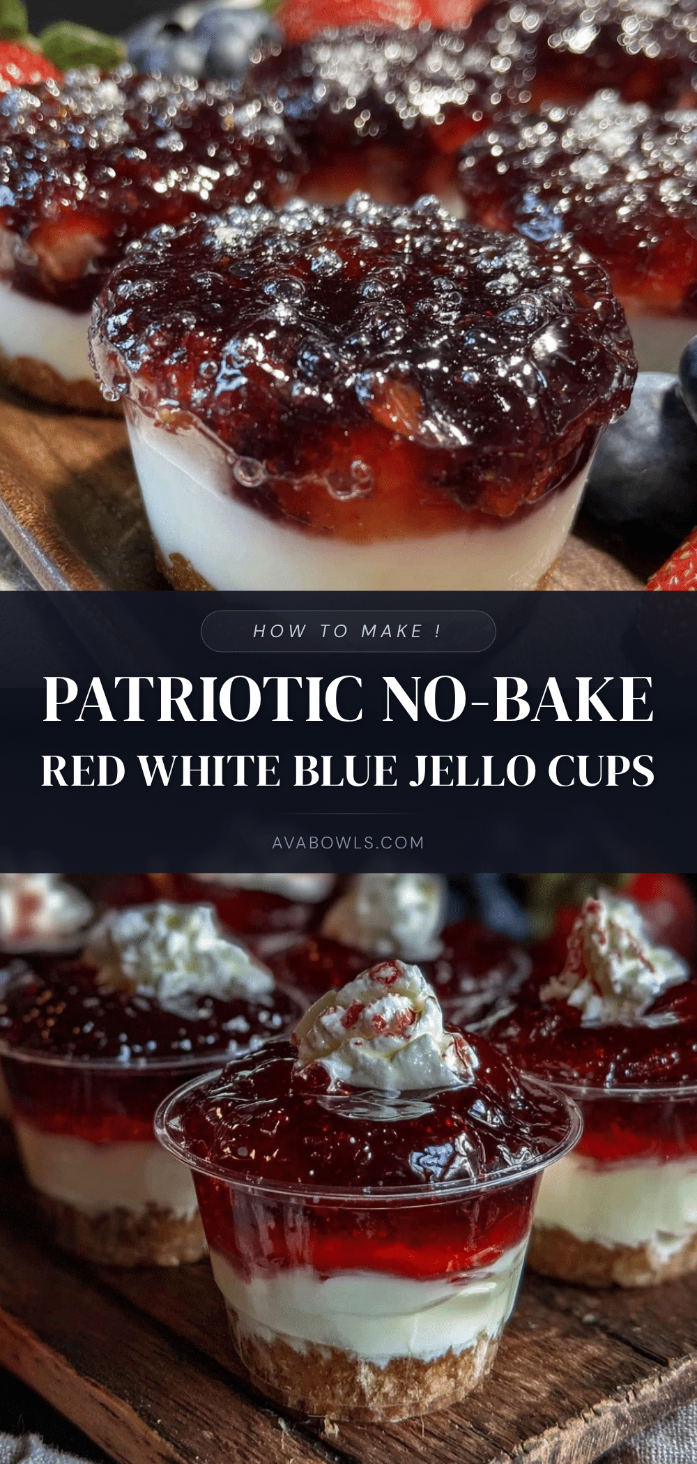 mini red white blue jello parfait cups recipe