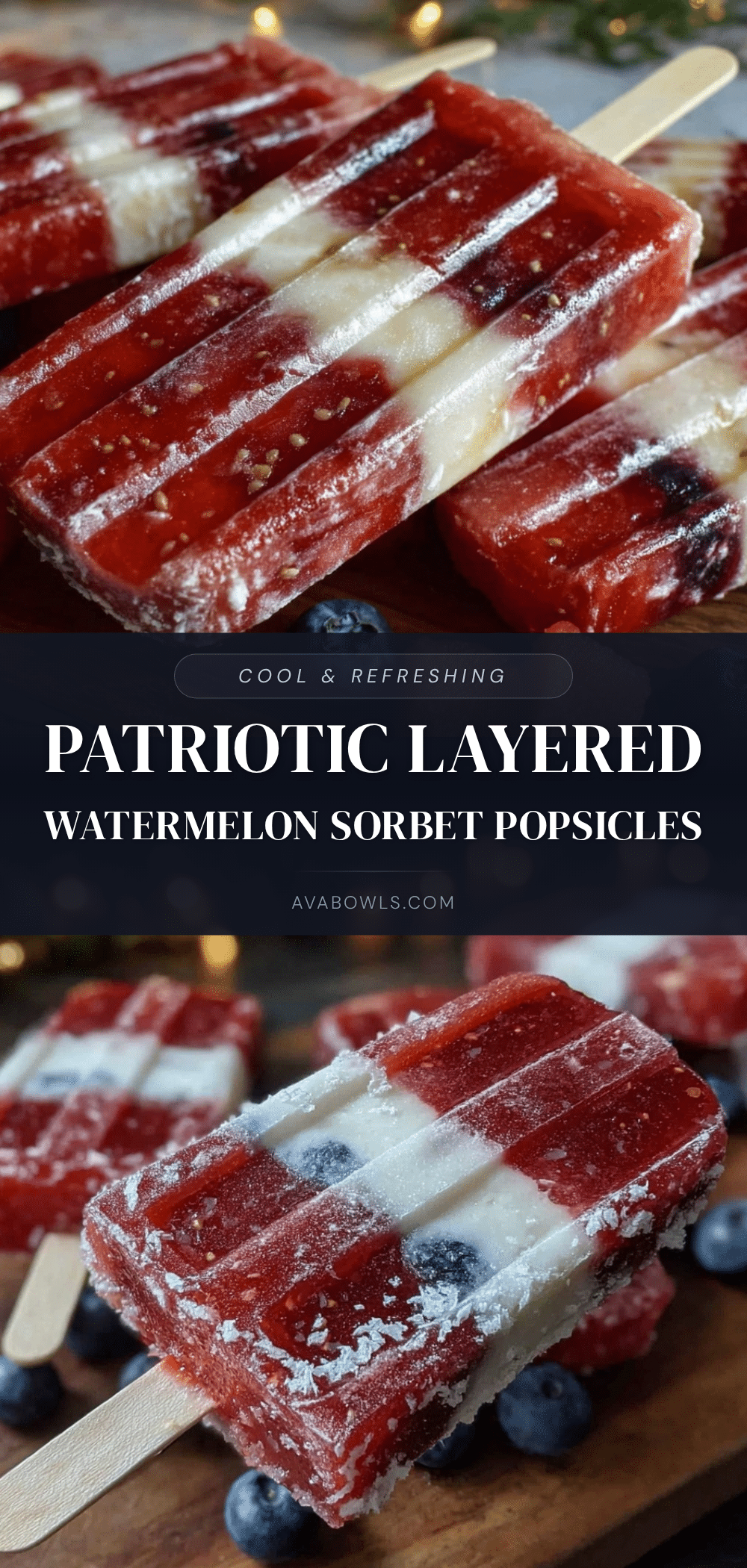 patriotic layered watermelon sorbet popsicles recipe