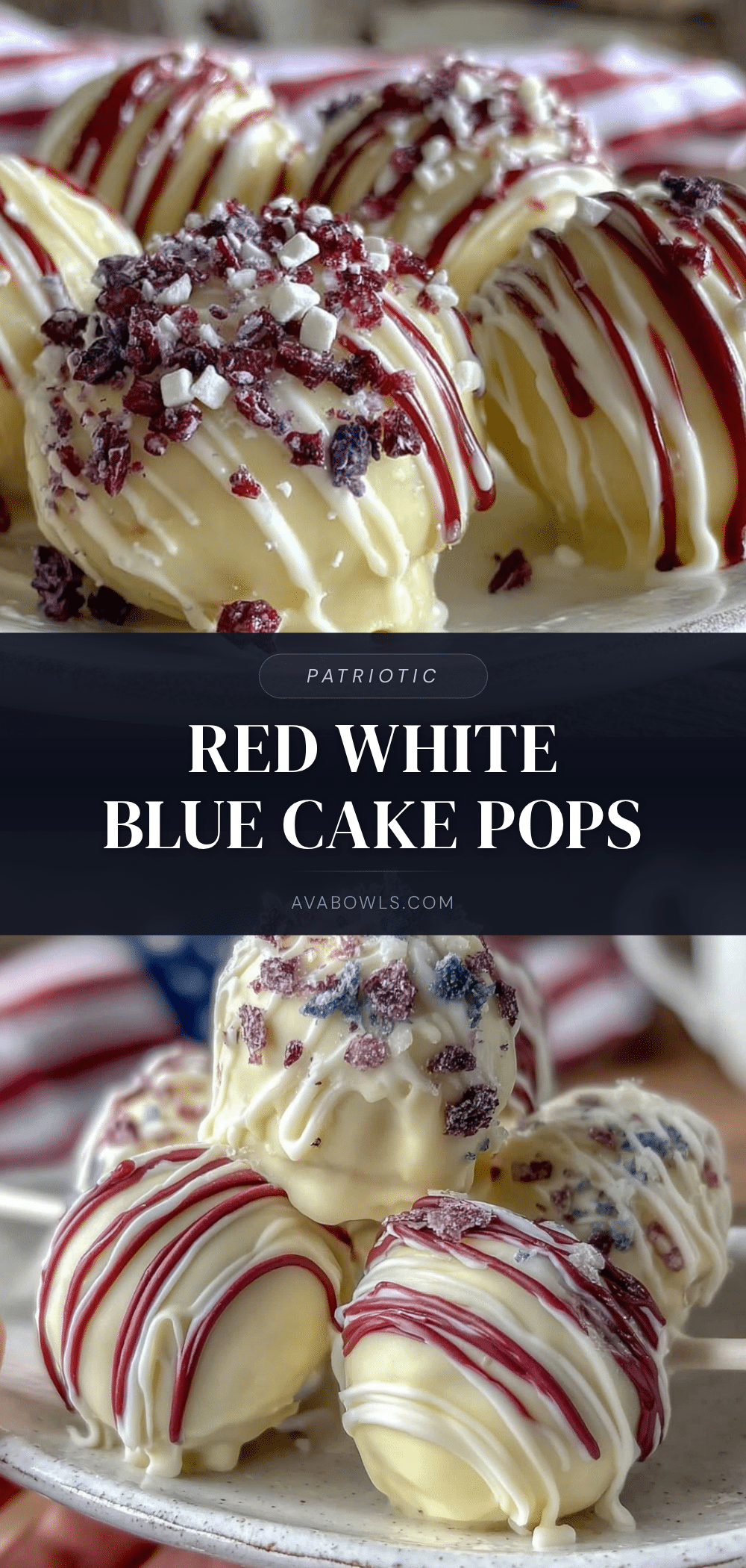 red white and blue cake pops recipe