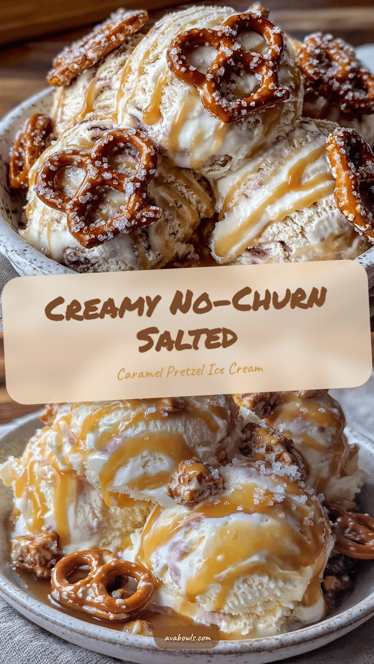 creamy no-churn salted caramel pretzel ice cream recipe