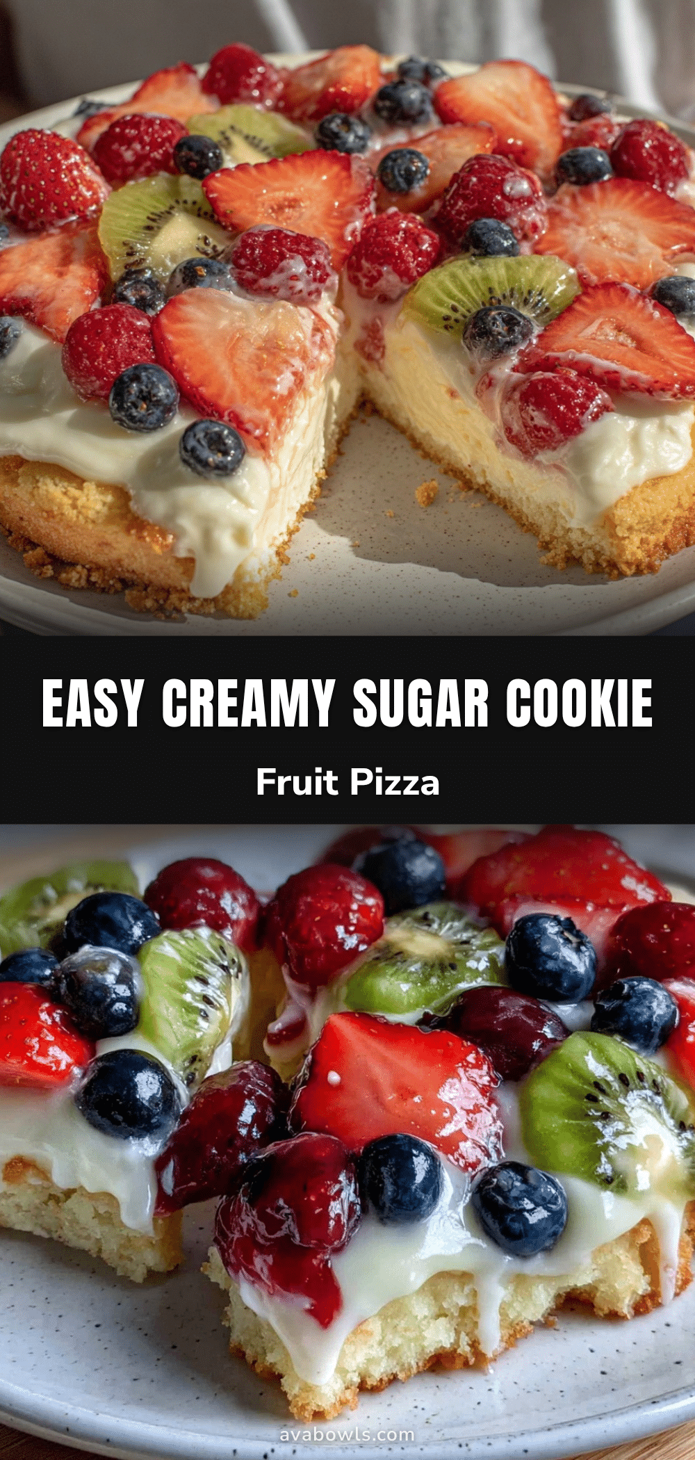easy creamy sugar cookie fruit pizza recipe