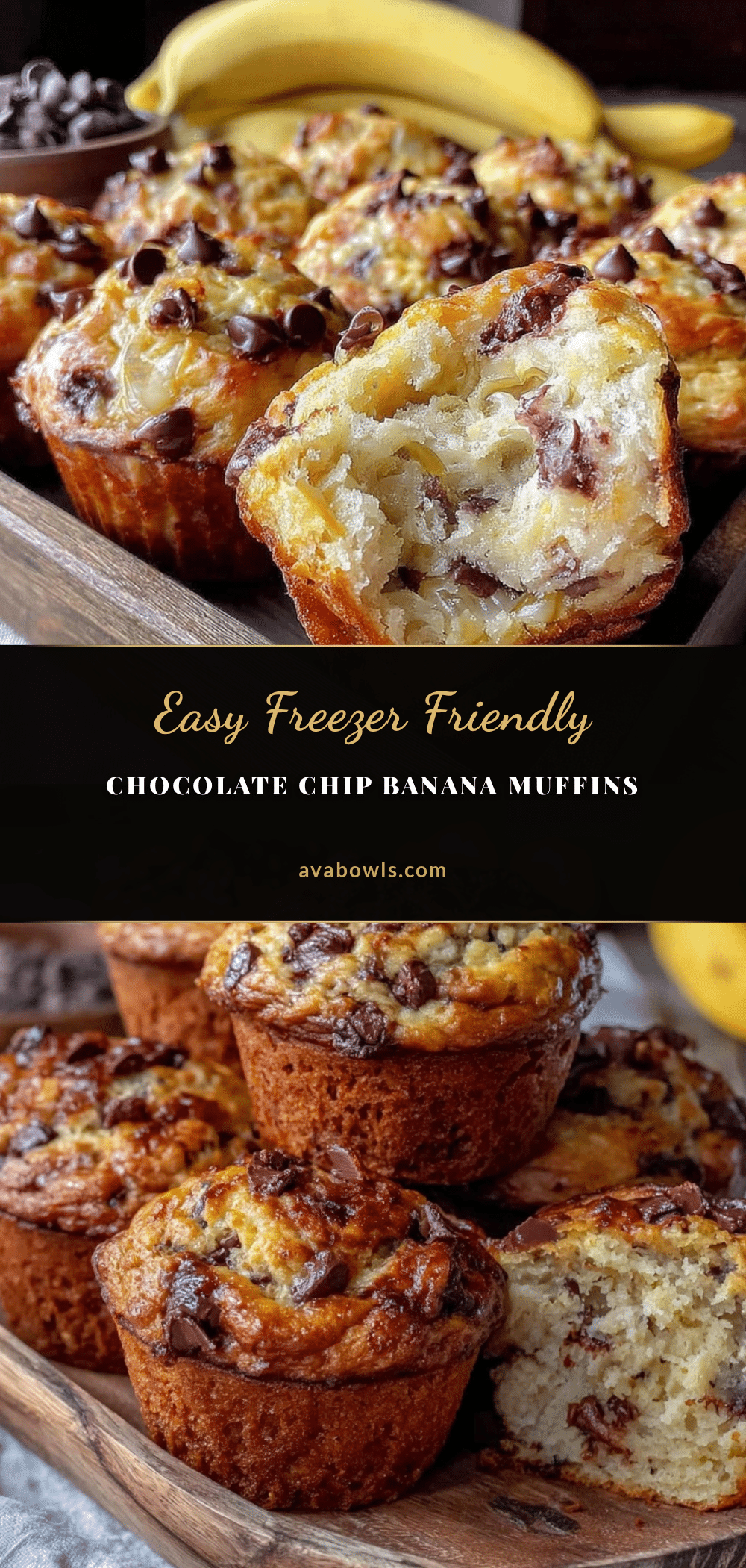 freezer friendly chocolate chip banana muffins recipe