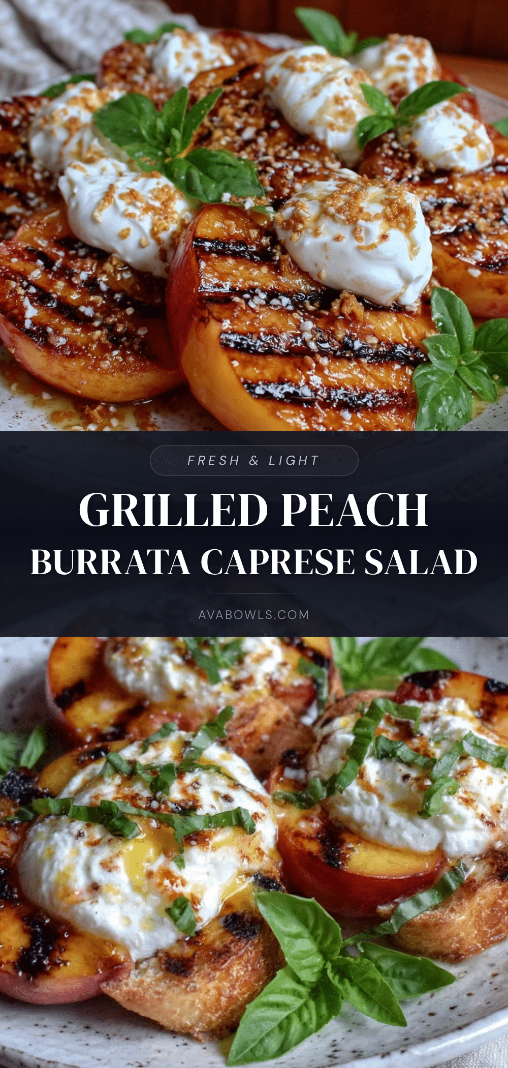 fresh grilled peach and burrata caprese salad recipe