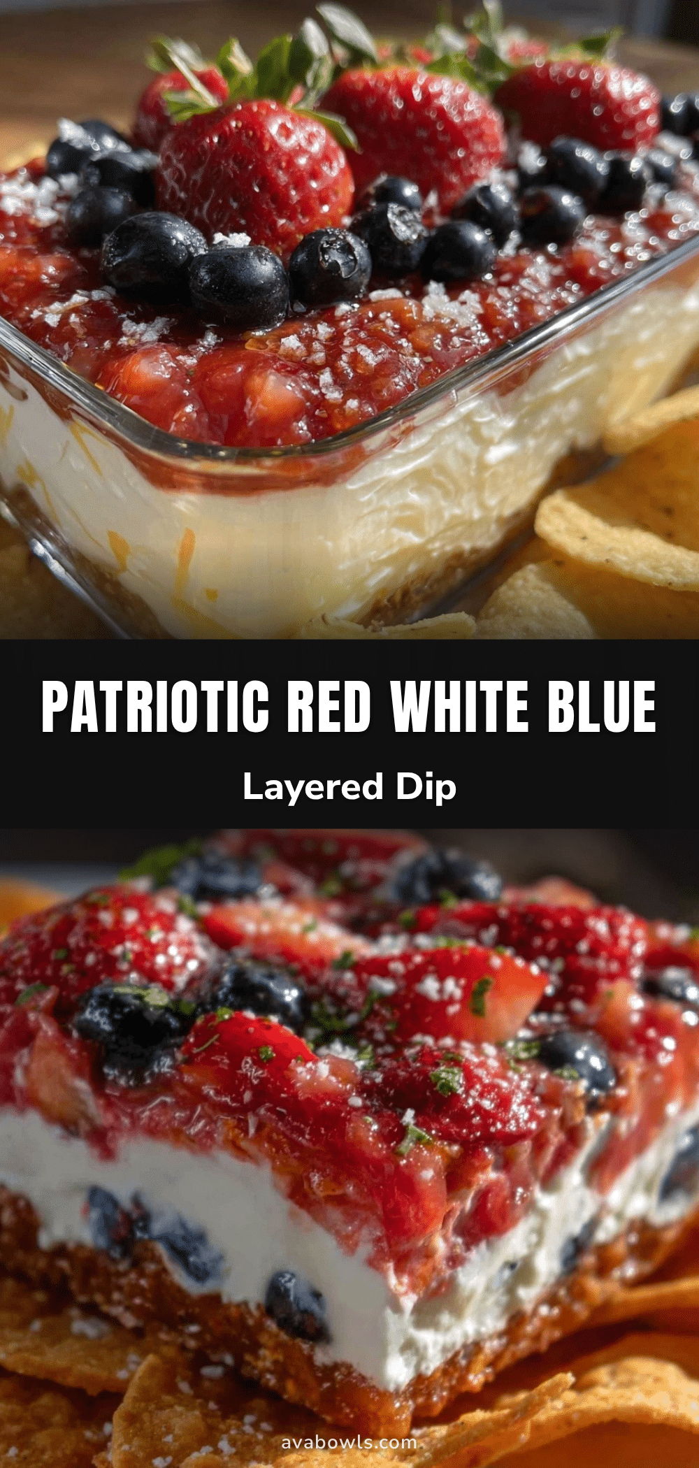 fresh red white and blue layered flag dip recipe