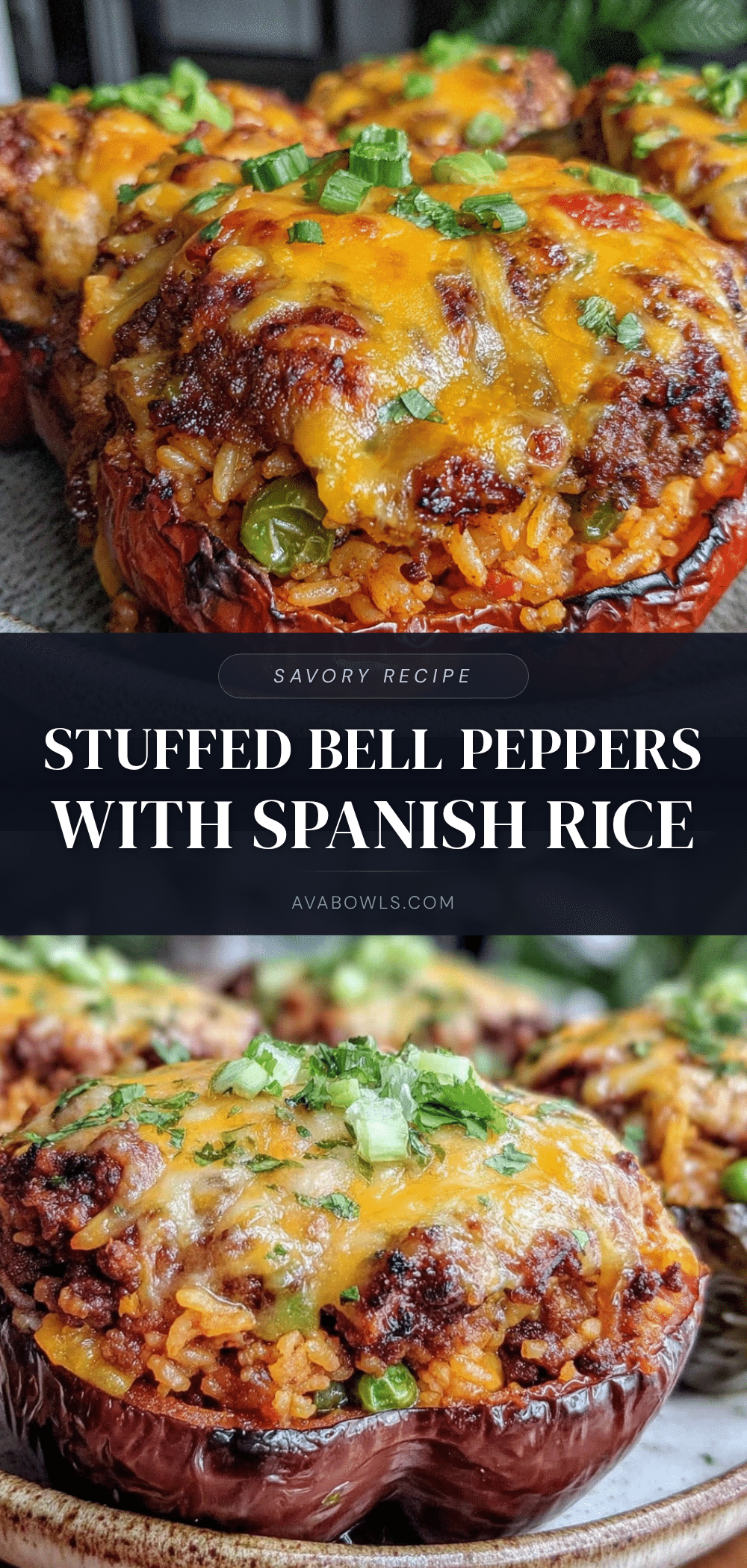 savory stuffed bell peppers with ground beef and spanish rice recipe