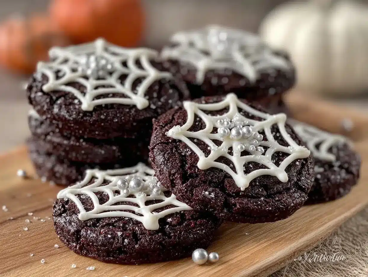 black velvet spider web cookies preparation steps