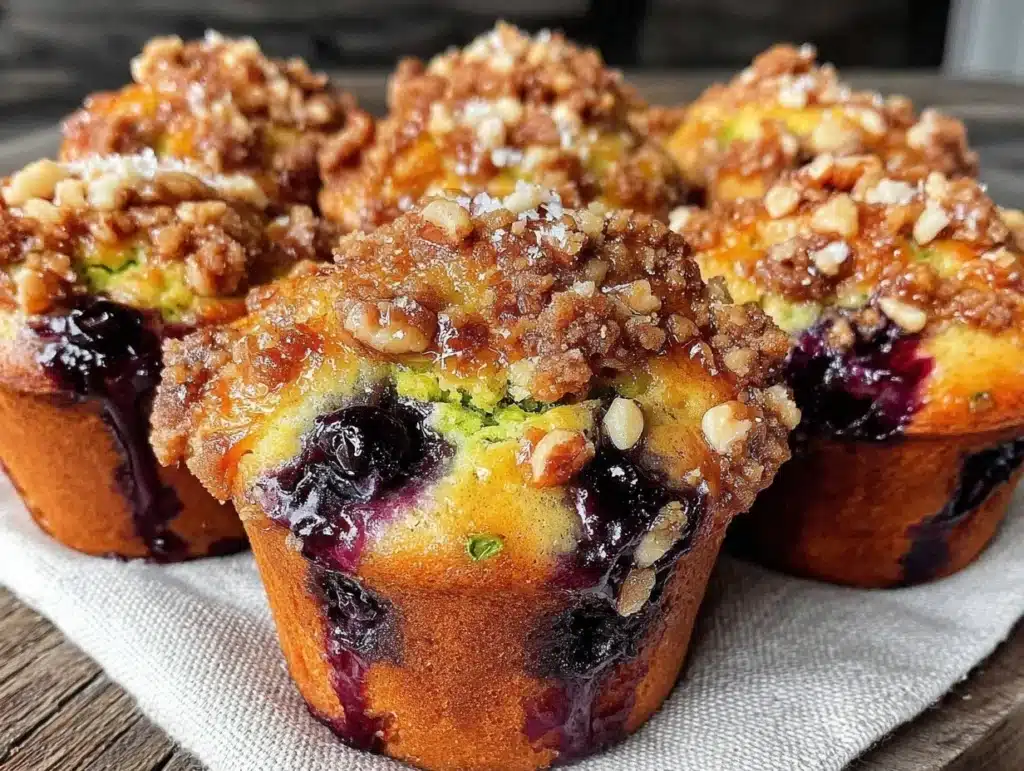 blueberry zucchini streusel muffins - featured image