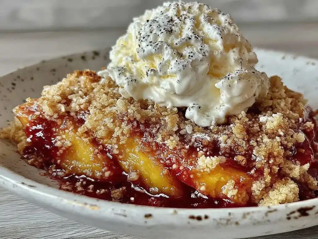 bourbon brown sugar grilled peach crisp - featured image