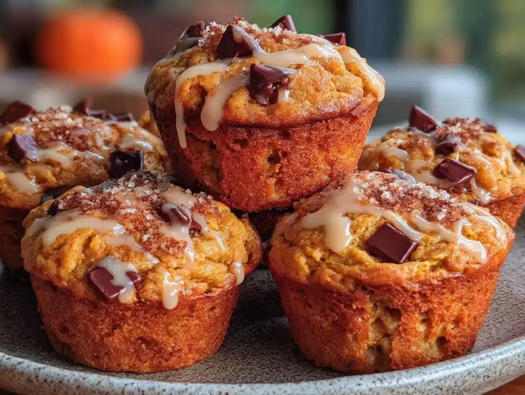 brown butter pumpkin chocolate chip muffins - featured image