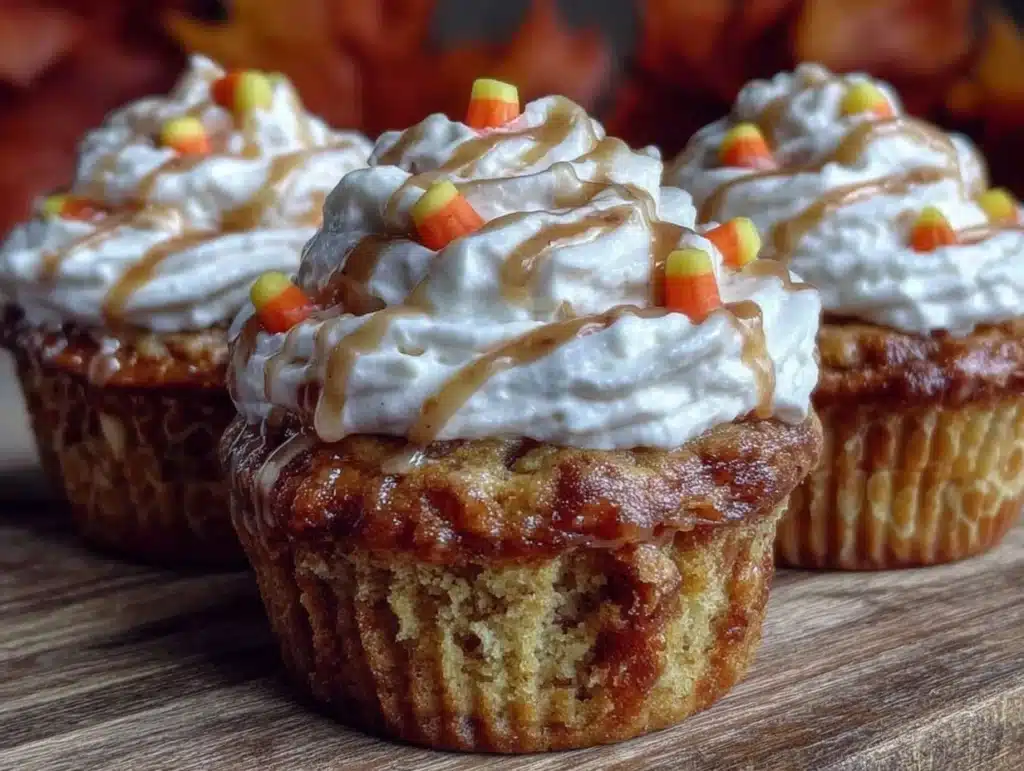 caramel apple halloween cupcakes - featured image