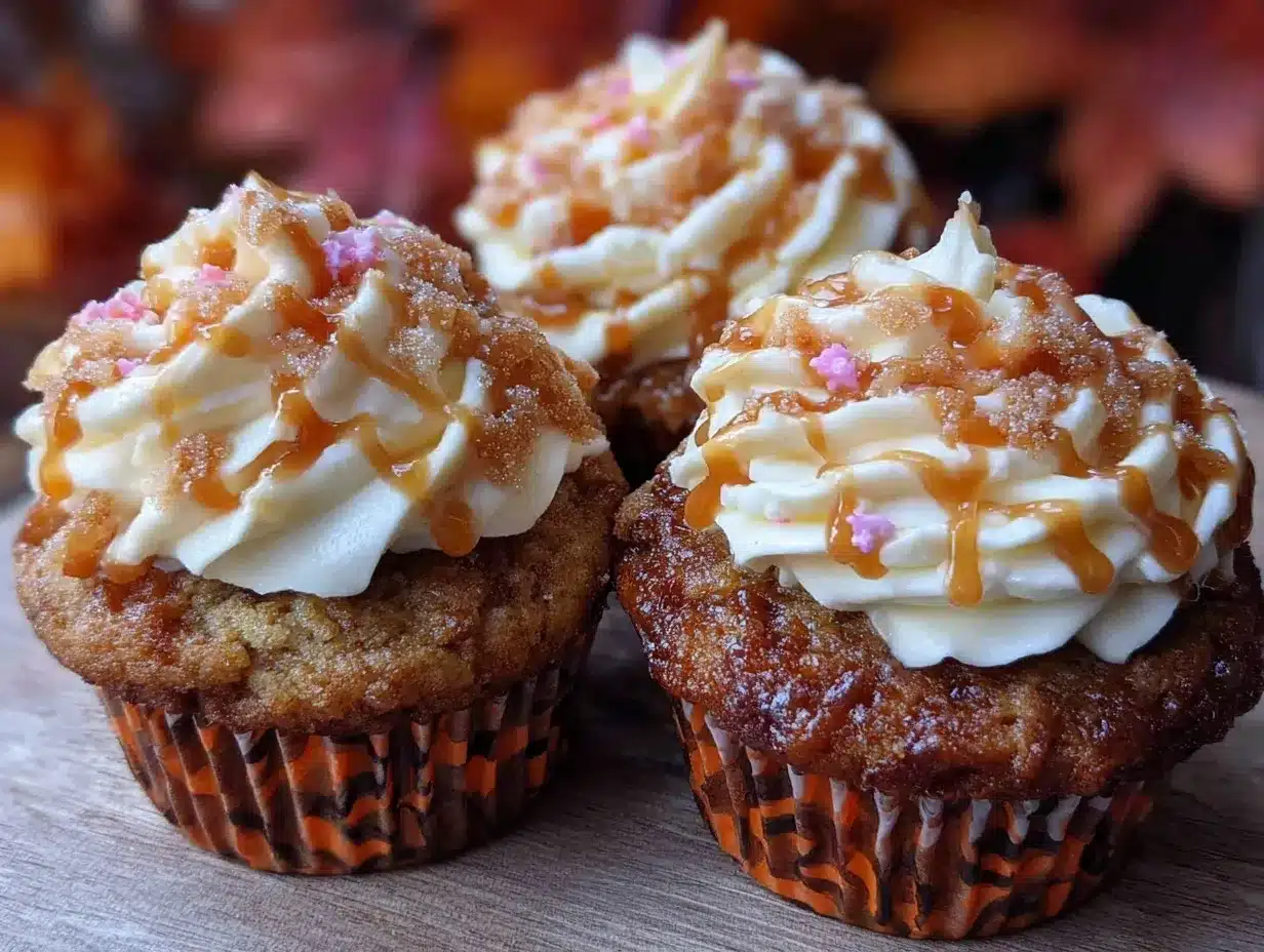 caramel apple halloween cupcakes preparation steps