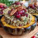 cozy stuffed acorn squash recipe - featured image