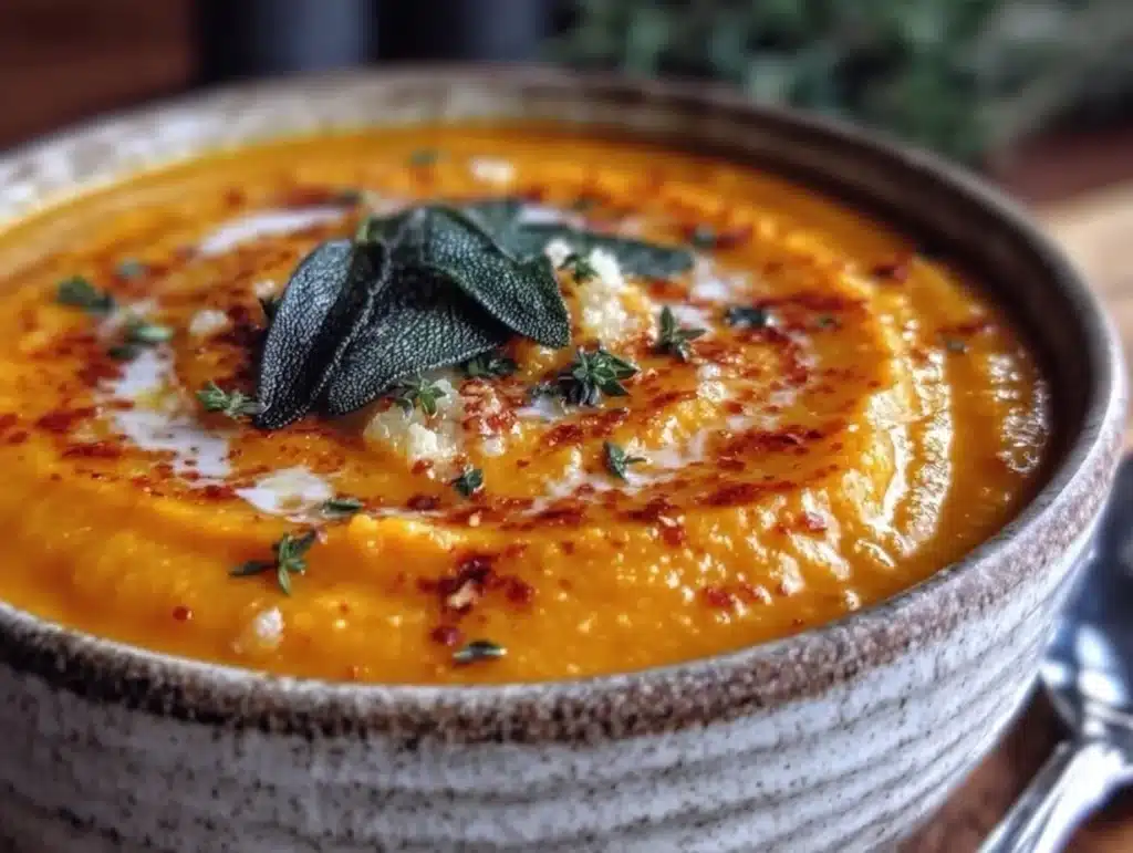 creamy butternut squash and apple soup - featured image