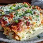 creamy hatch green chili chicken enchiladas - featured image