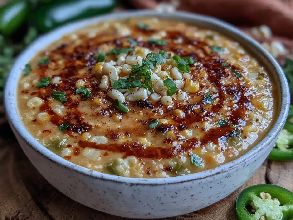 creamy roasted Hatch chile and corn bisque preparation steps