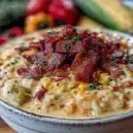 creamy roasted hatch green chili corn chowder - featured image