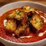 creamy roasted tomato basil bisque - featured image