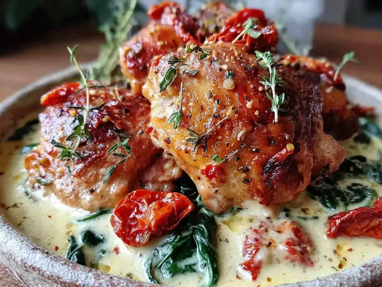 creamy tuscan chicken thighs preparation steps