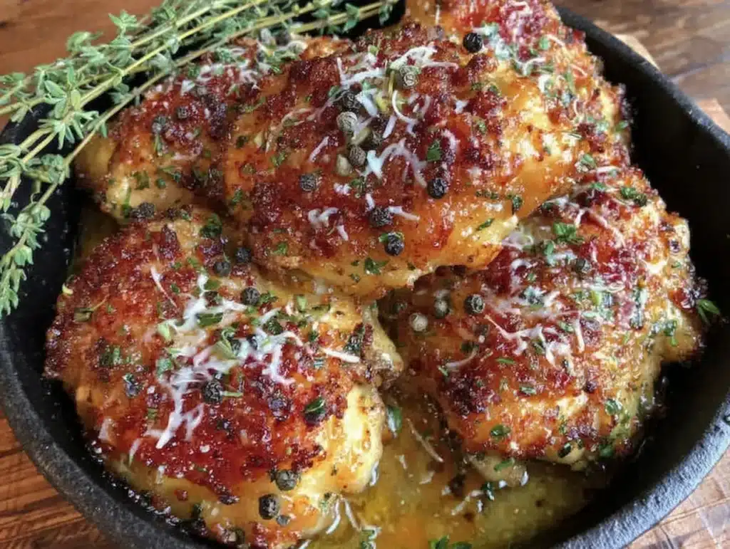 crispy garlic parmesan chicken thighs - featured image