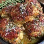 crispy garlic parmesan chicken thighs - featured image