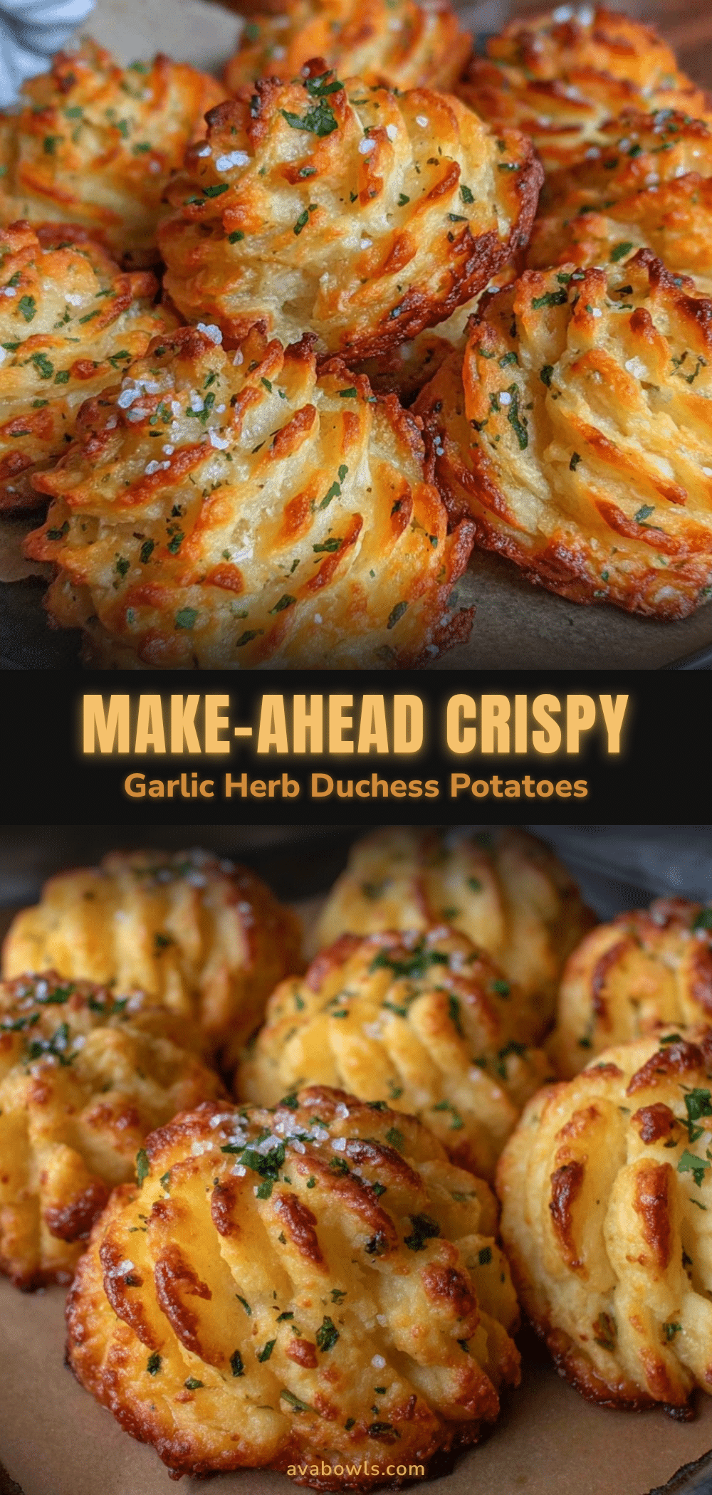 crispy make-ahead garlic herb duchess potatoes recipe