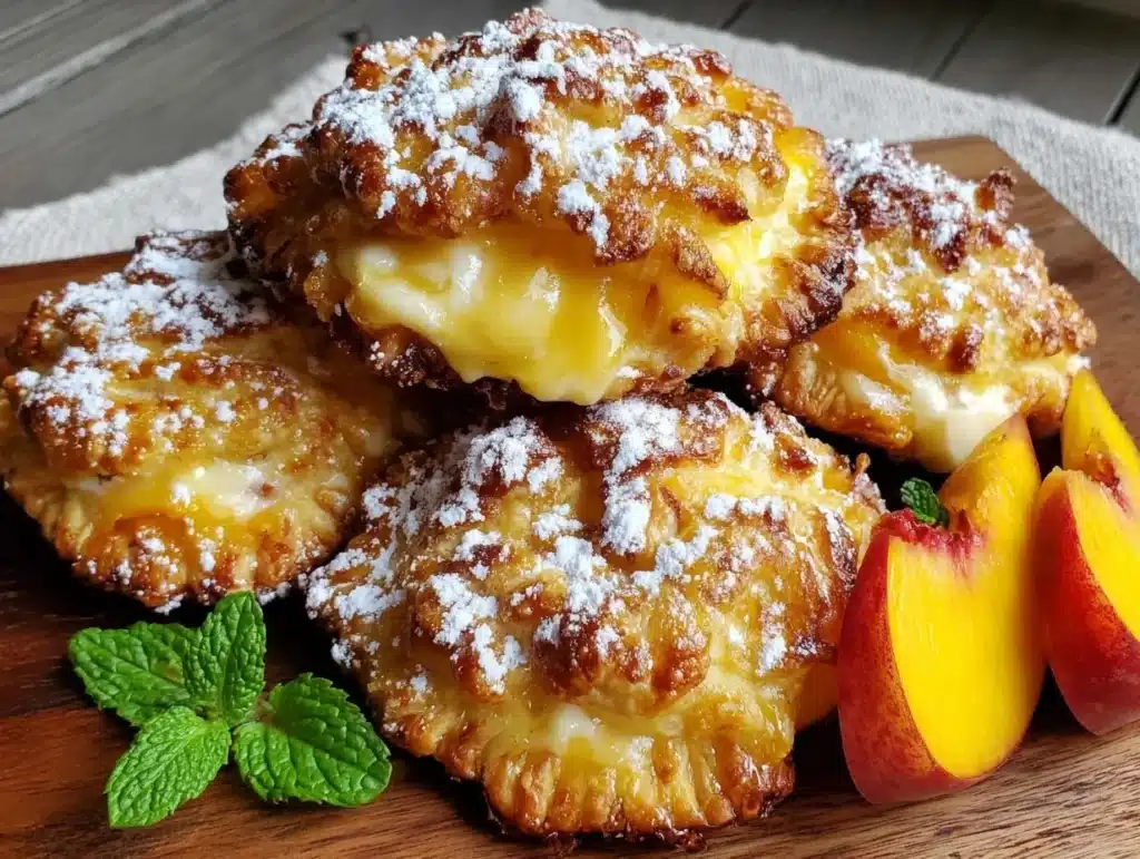 crispy peach cream cheese hand pies - featured image