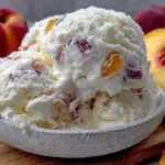 easy creamy no-churn peaches and cream ice cream - featured image
