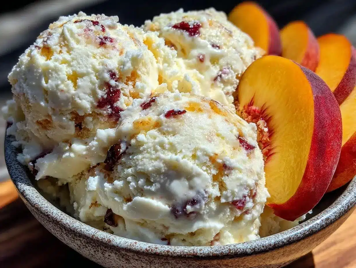 easy creamy no-churn peaches and cream ice cream preparation steps