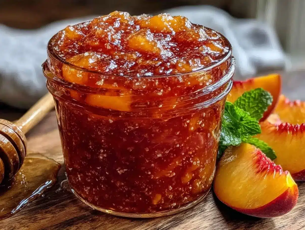 easy no cook fresh peach freezer jam preparation steps