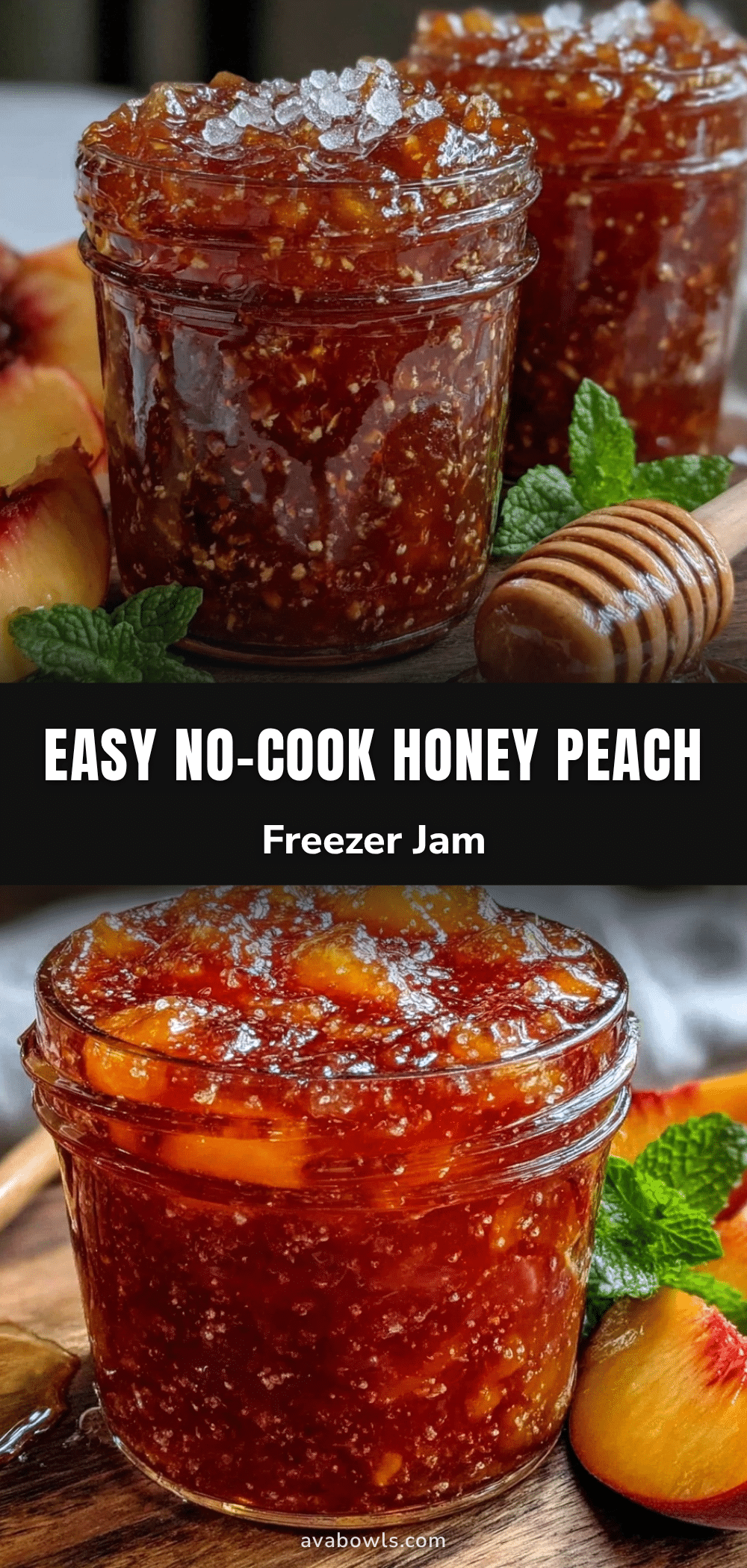 easy no cook fresh peach freezer jam recipe