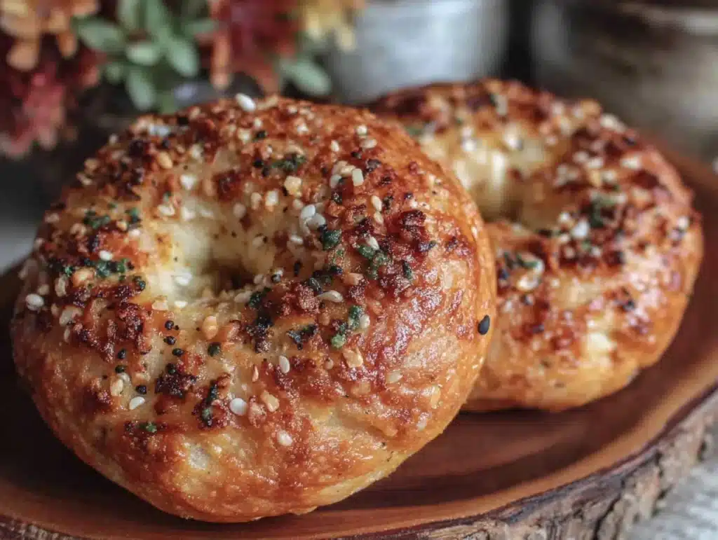 fluffy sourdough pumpkin bagels - featured image