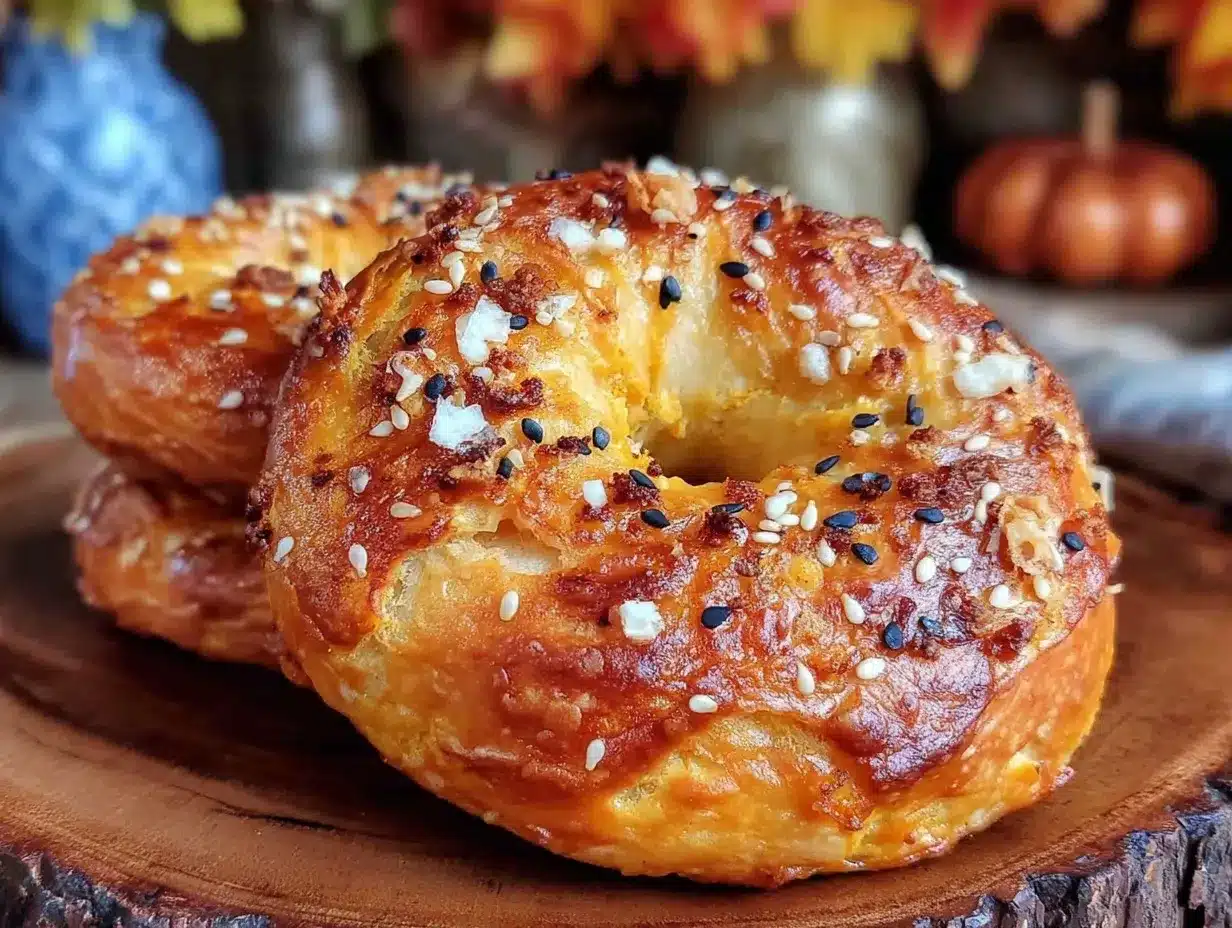fluffy sourdough pumpkin bagels preparation steps