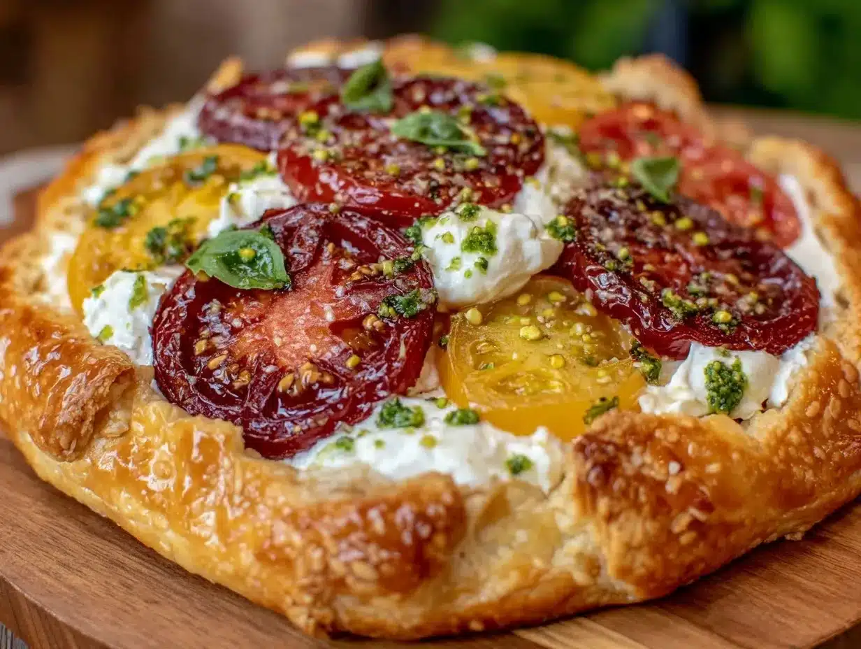 fresh burrata and heirloom tomato galette preparation steps